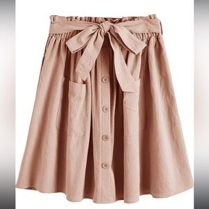 SHEIN coffee brown paper bag waist belted‎ skirt
